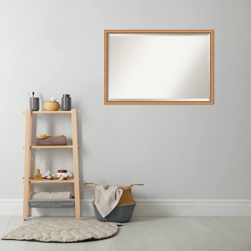 Salon Scoop Beveled Wood Framed Bathroom Vanity Wall Mirror