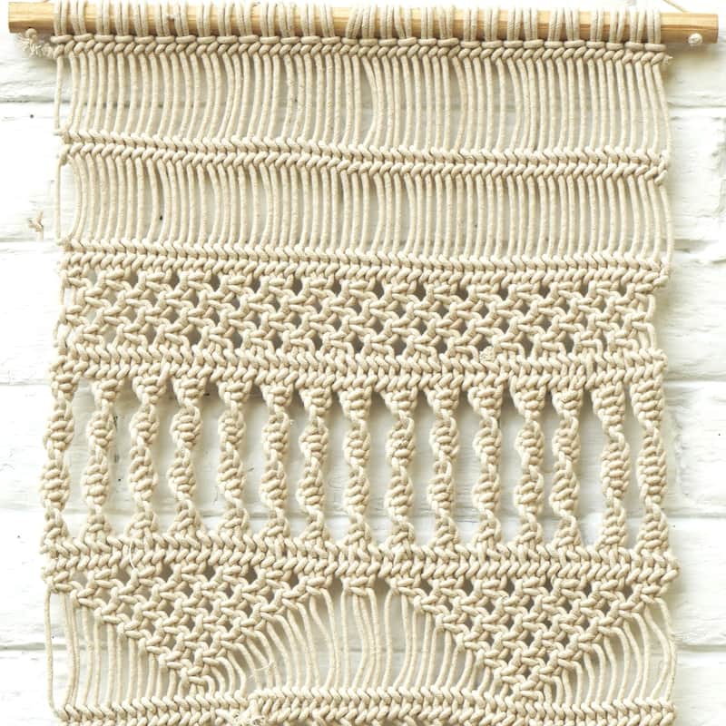 Loominaire Rustic Macrame Wallhanging "Serengeti" Hand Woven of Cotton - 16"x32"