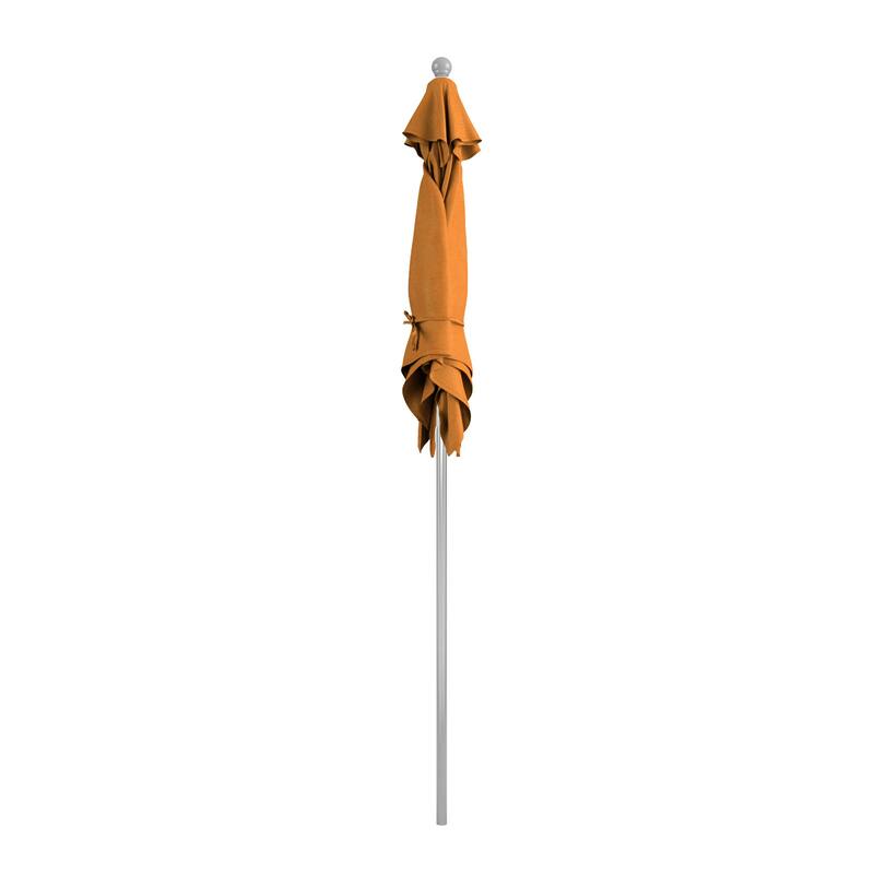 California Umbrella 6' Sq. Aluminum Frame, Fiberglass Rib Patio Umbrella, Push Open, Anodized Sliver Finish, Sunbrella Fabric