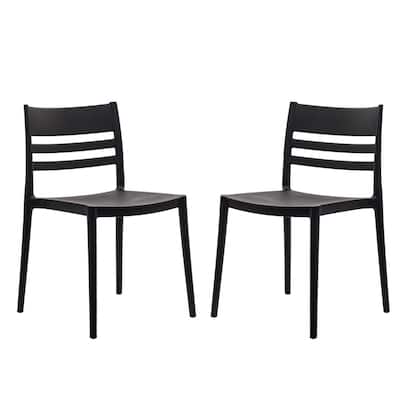 Commercial All-Weather Resin Stack Chair with Slatted Backrest-Set of 2 - 19.75"W x 20.75"D x 31.75"H