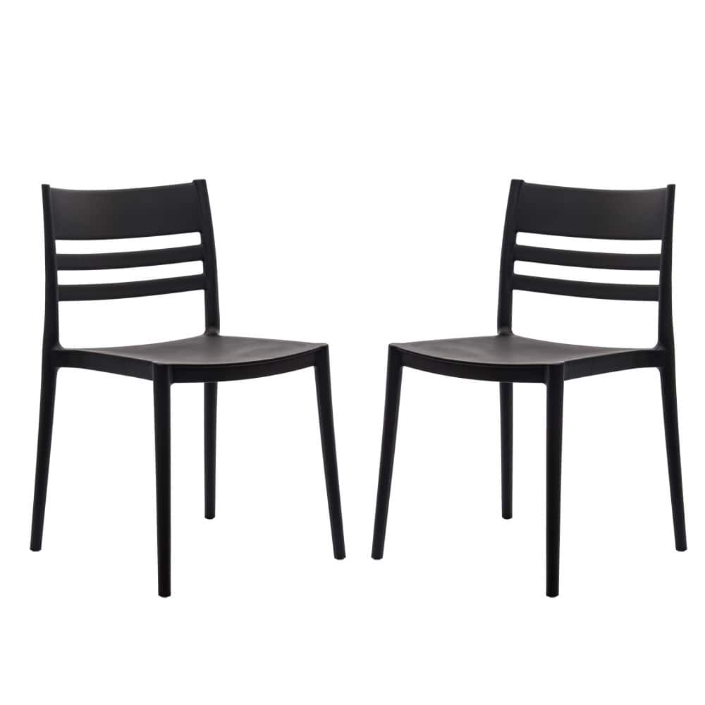 Commercial All-Weather Resin Stack Chair with Slatted Backrest-Set of 2 - 19.75"W x 20.75"D x 31.75"H