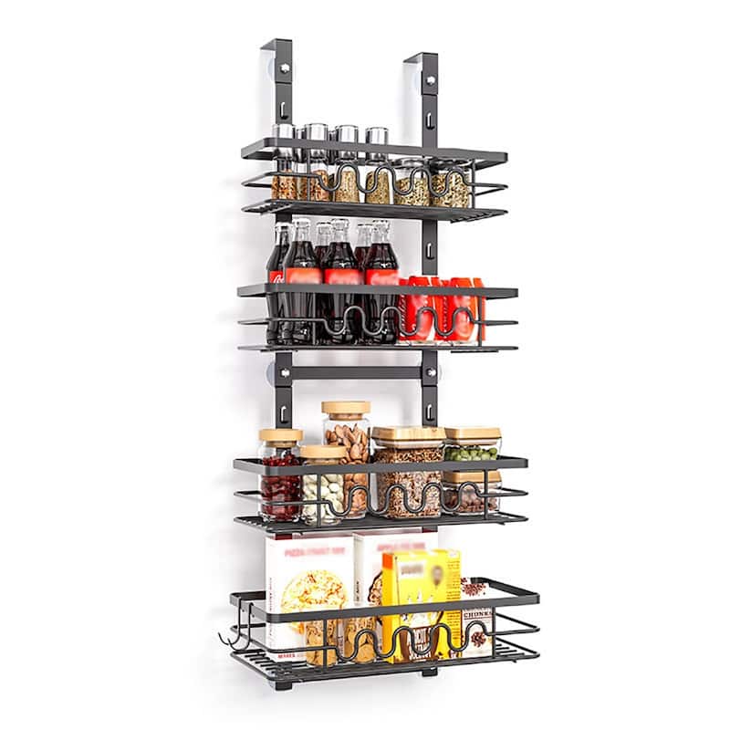 4-Layer Over The Door Storage Rack Organizer for Kitchen Bathroom - Black