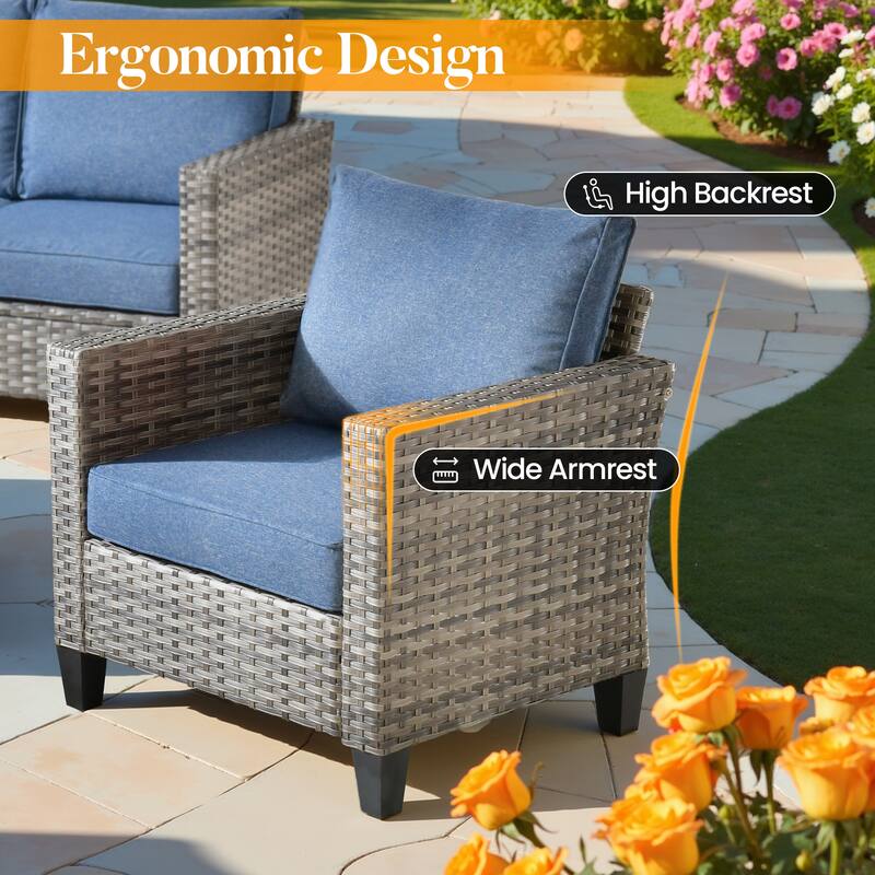 HOOOWOOO 10-piece Patio Furniture Set with Swivel Rocking Chairs Wicker Conversation Set