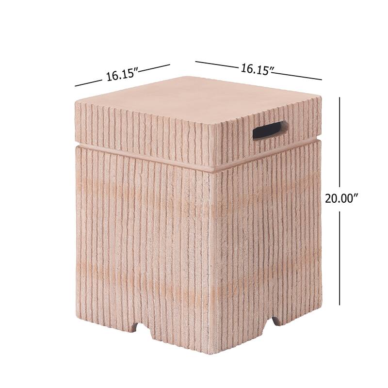 Christopher Knight Home - Lecce 2-Piece Outdoor MgO Fire Pit 50,000 BTU Table Set with Propane Tank Holder