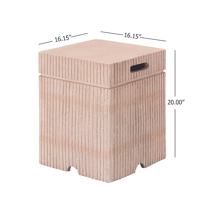 Christopher Knight Home - Olbia 16.15x20" Outdoor 2-in-1 Travertine MgO Propane Tank Holder/Side Table for Multiple Use