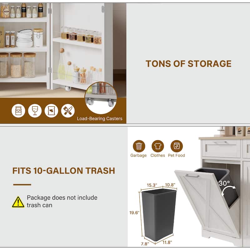 Kitchen Tilt Out Trash Bin Cabinet with Power Outlet