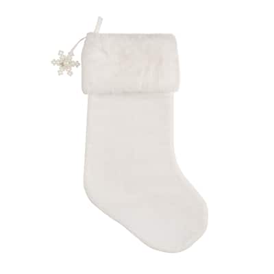 8.5" x 20" Fur Snowflake Christmas Stocking