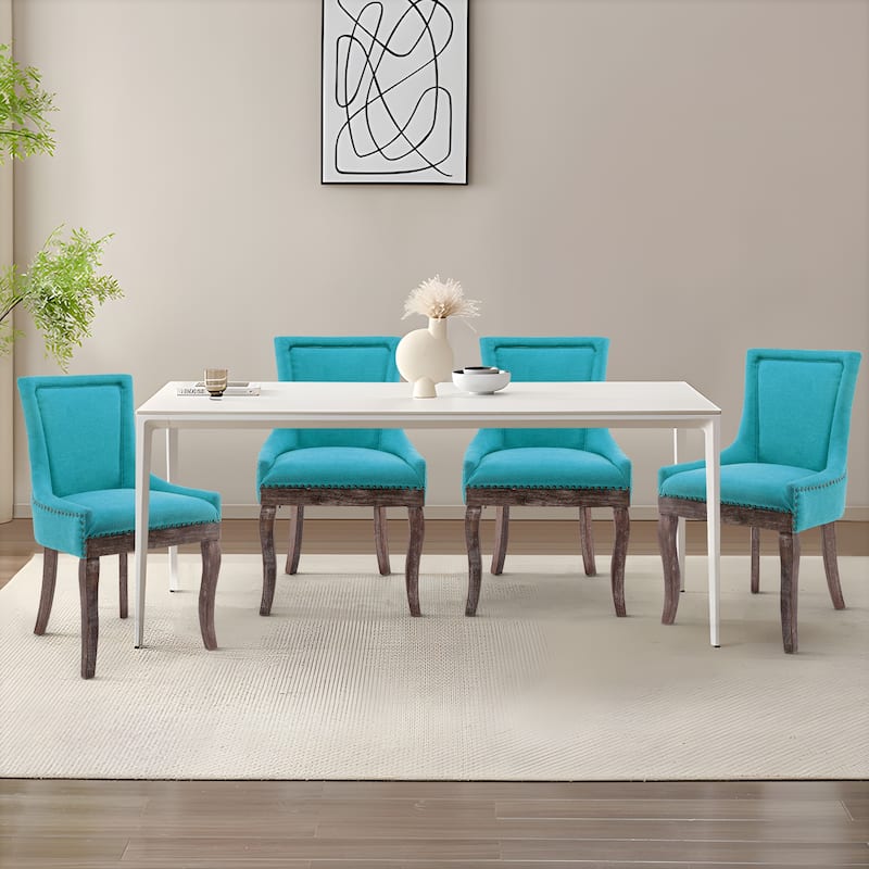 Traditional Tufted Ultra Upholstered Wingback Dining Chair Set of 6