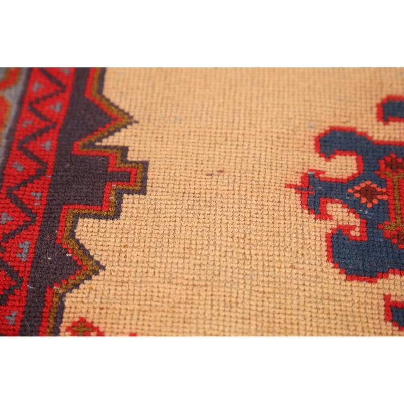 Hand Knotted Oriental 100% Wool Carpet Traditional Geometric Beige & Ivories Sarab Runner Rug - 9' 9'' X 3' 4''