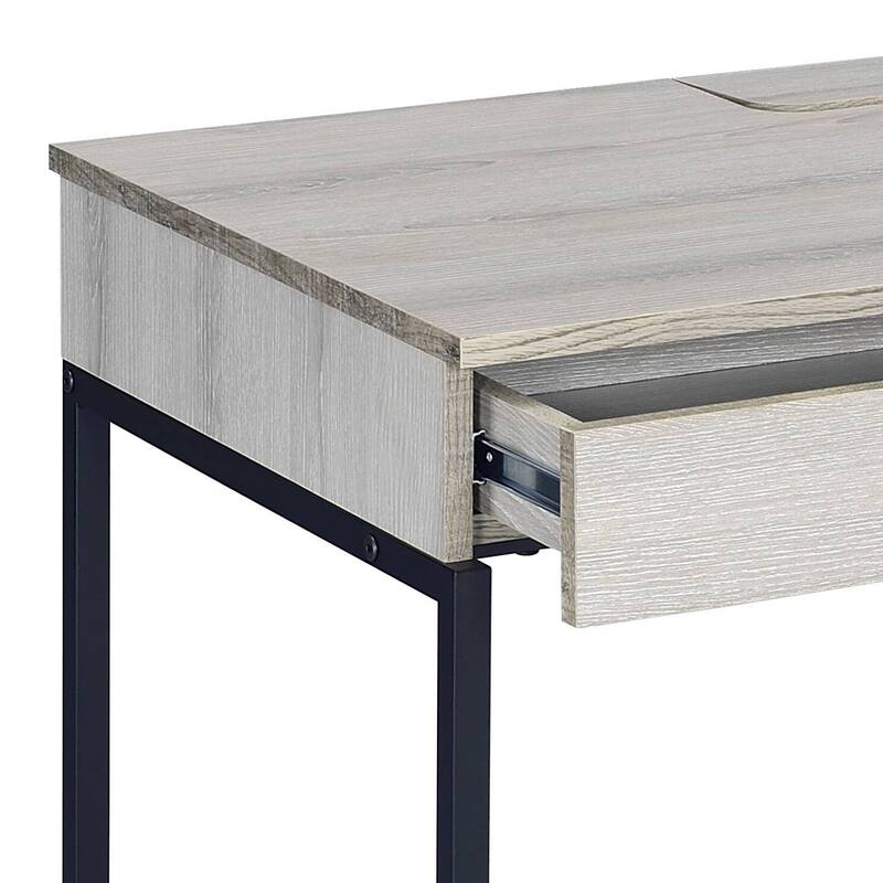 Stylish Writing Desk with 2 Drawers, Rustic Wood Finish, and Metal Accents for Organized and Productive Workspaces