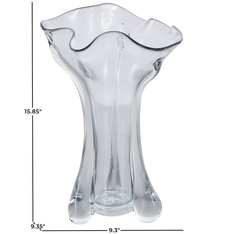 Clear Glass Fluted Tulip Abstract Vase