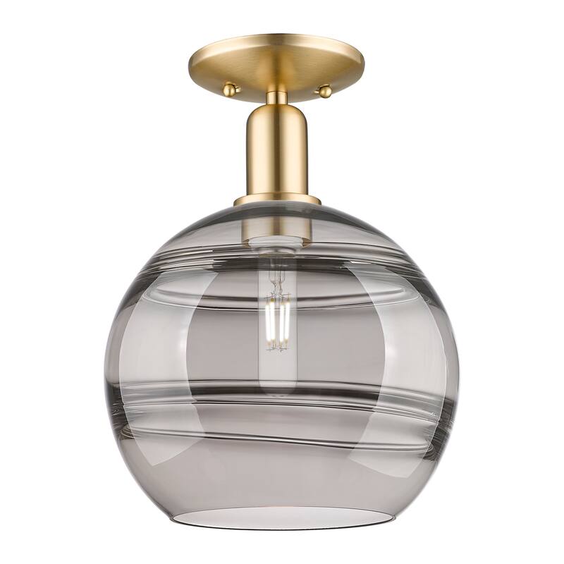 Innovations Lighting Endless Possibilities Arcadia - Rochester - 1 Light 10" Semi-Flush Mount - Champagne Bronze/Light Smoke