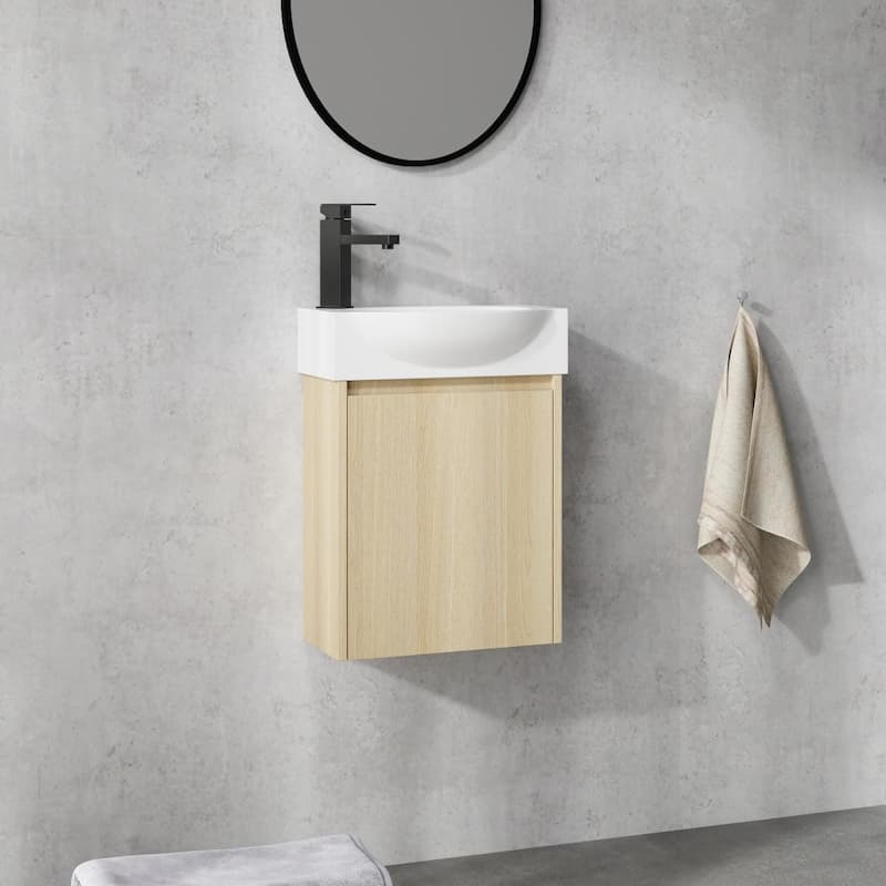 Bathroom Vanity With Sink In 16/20/24/30/36 Inch, Floating Bathroom Vanity With Soft Close Door