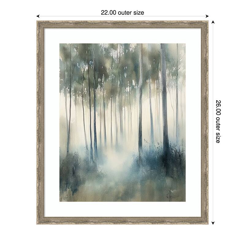 Shimmery Trees by Tradelink inhouse artist Wood Framed Wall Art Print - Mila Dark Silver - 22 x 26 in