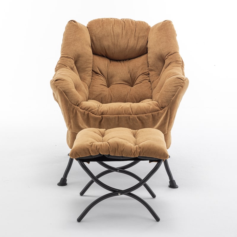 Velvet Recliner Chair with Matching Ottoman, Upholstered Accent Chair Armchair, Lounge Chaise Chair with Footrest