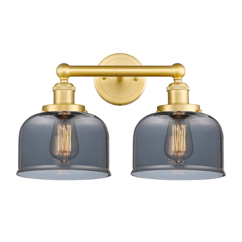 Innovations Lighting 616-2W-10-16-L Bell Vanity Bell 2 Light 16" Wide - Satin Gold / Plated Smoke