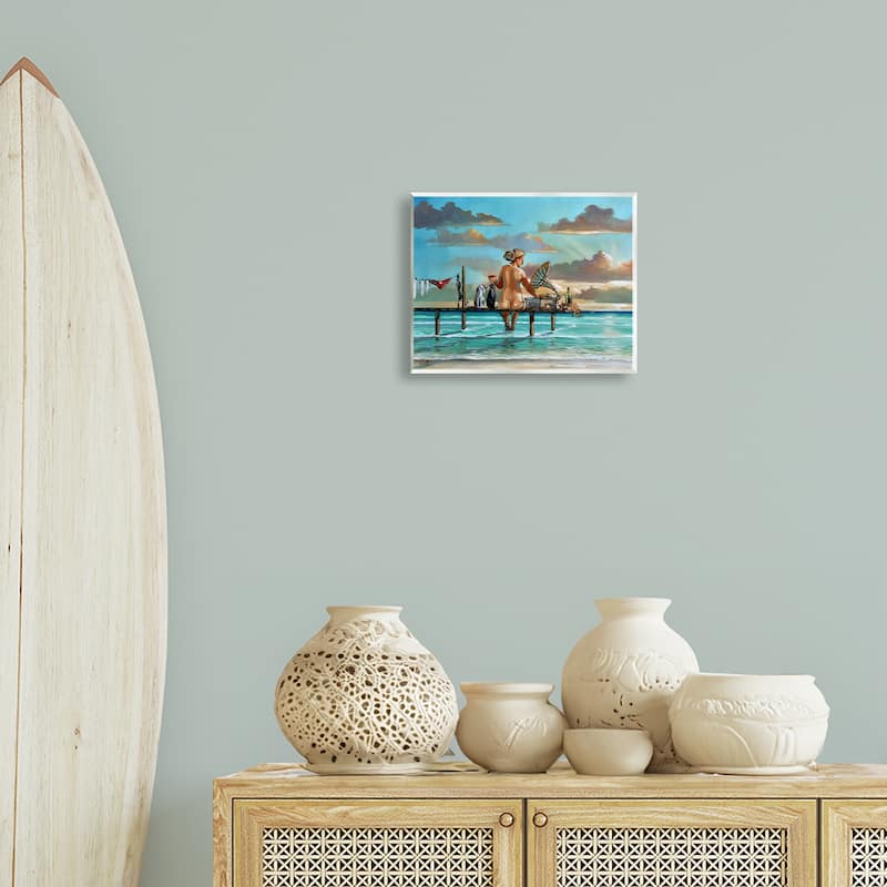 Stupell Woman & Cats Beach Sunset Wall Plaque Art Design By Ronald West