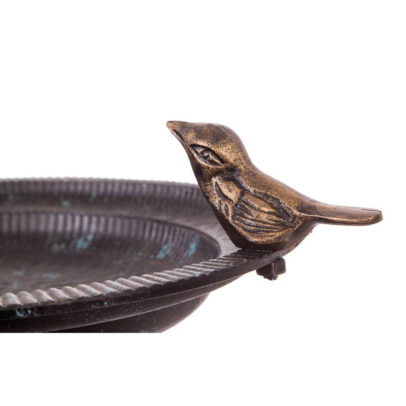 19 in. Cast Iron Bird Bath on Pedestal