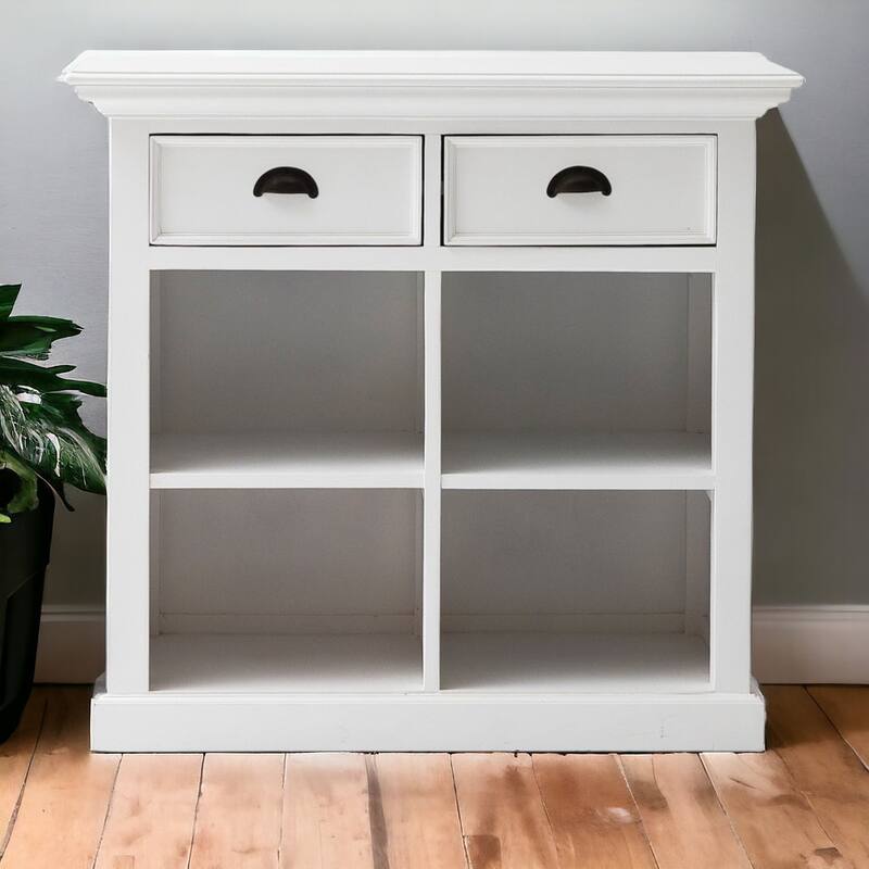 HomeRoots 35" White Accent Cabinet With Two Drawers and Baskets - 33.46" x 35.43" x 19.69" - 33.46" x 35.43" x 19.69" - White - MDF