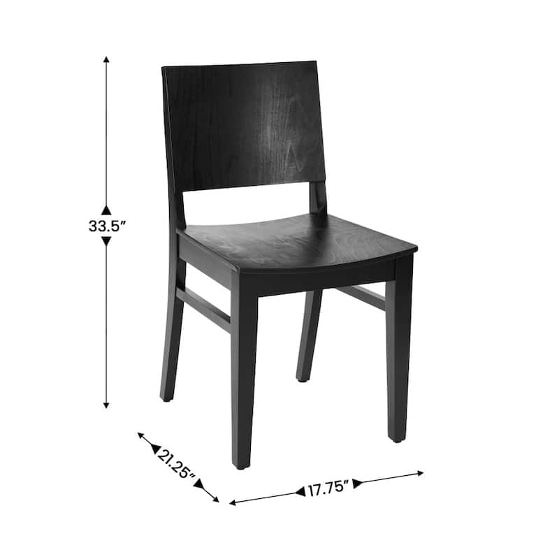 2 Pack Commercial Solid Wood Dining Chair with Curved Backrest - 17.75"W x 21.25"D x 33.5"H