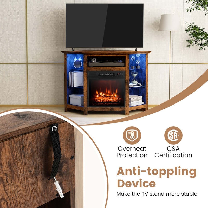 Costway Fireplace TV Stand with Led Lights & 18'' Electric Fireplace - See Details