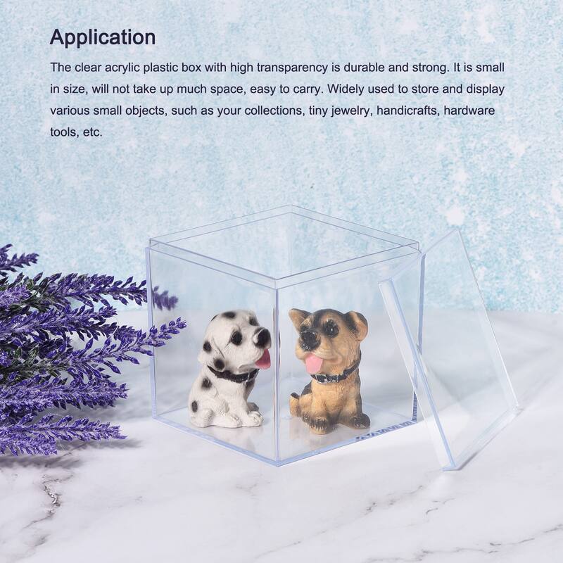 Acrylic Storage Box Square Cube Display Case with Lid, Container Box - Clear