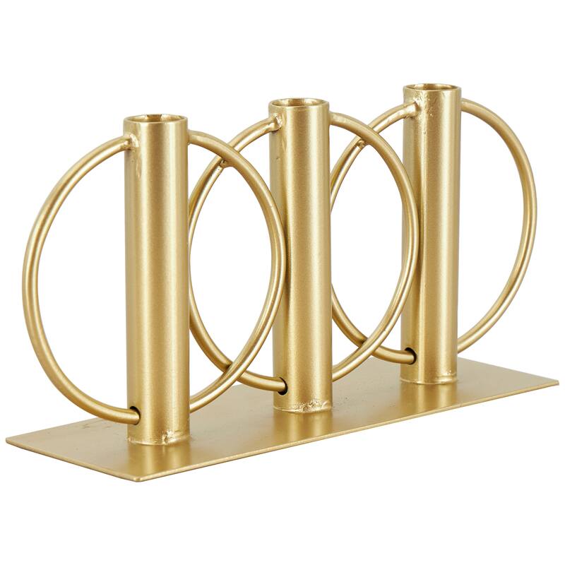Gold or Black Metal Overlapping Circular Ring Candelabra