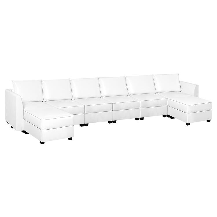 Modern 7-Seater DIY Convertible Modular Sectional Sofa Collection with Ottomans combo