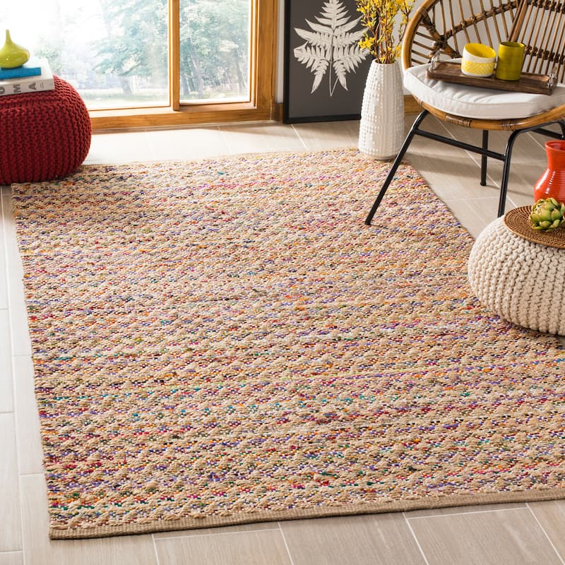 SAFAVIEH Handmade Cape Cod Castillo Coastal Jute Rug - 8' x 10' - Red/Natural