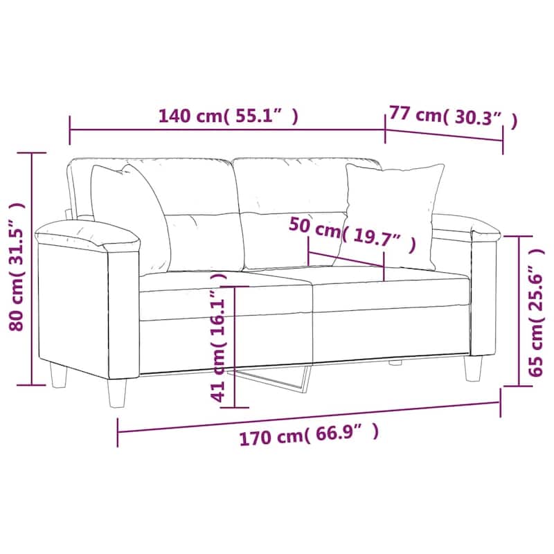 vidaXL Sofa Sectional Modern Couch with Pillows and Cushions Microfiber Fabric