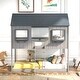 preview thumbnail 1 of 17, Playhouse Design Twin Over Twin Bunk Bed Wood Bed with Roof, Window, Guardrail, Ladder Gray