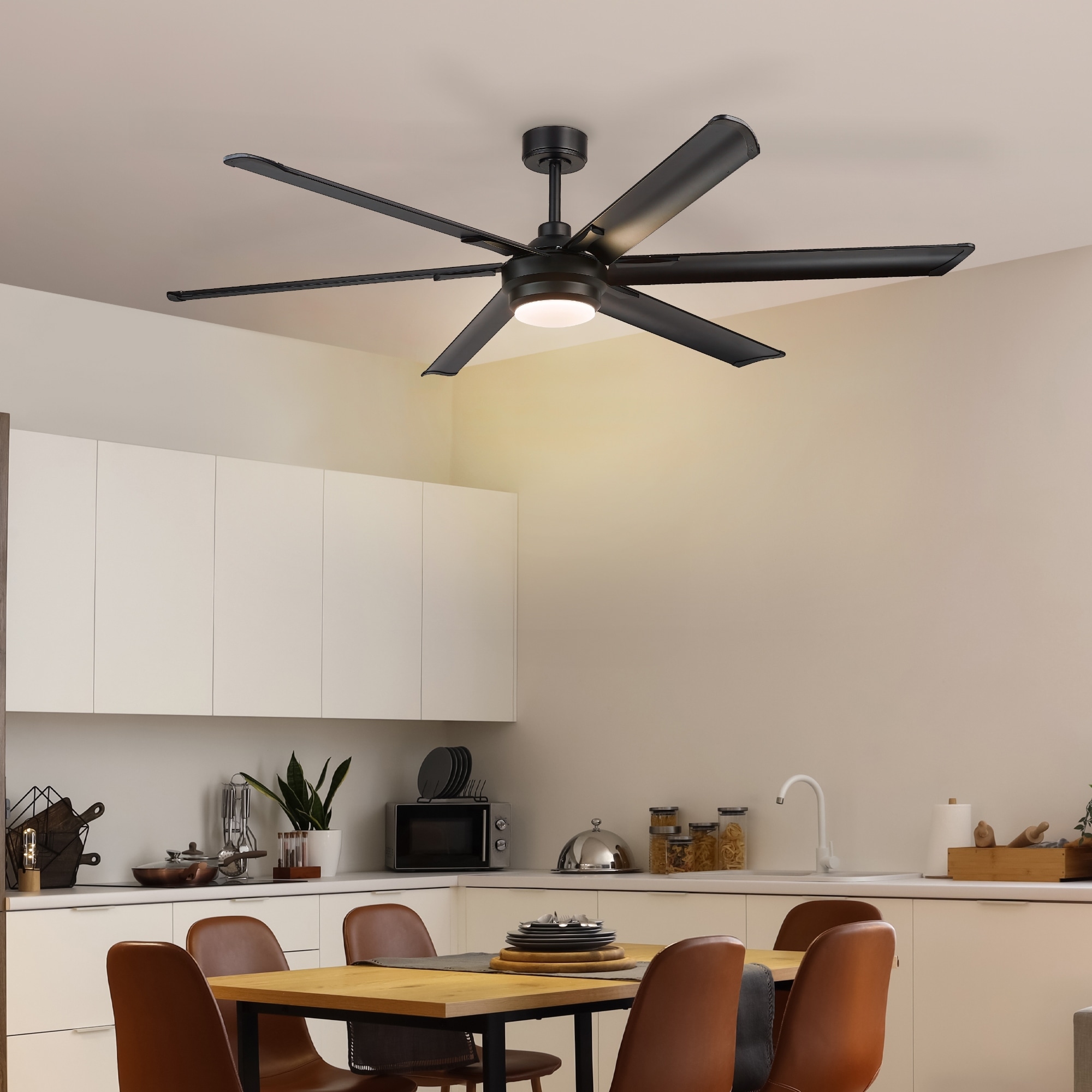 72 Inch 22W DC Led Ceiling Fans with Light and Remote, 6-Blades