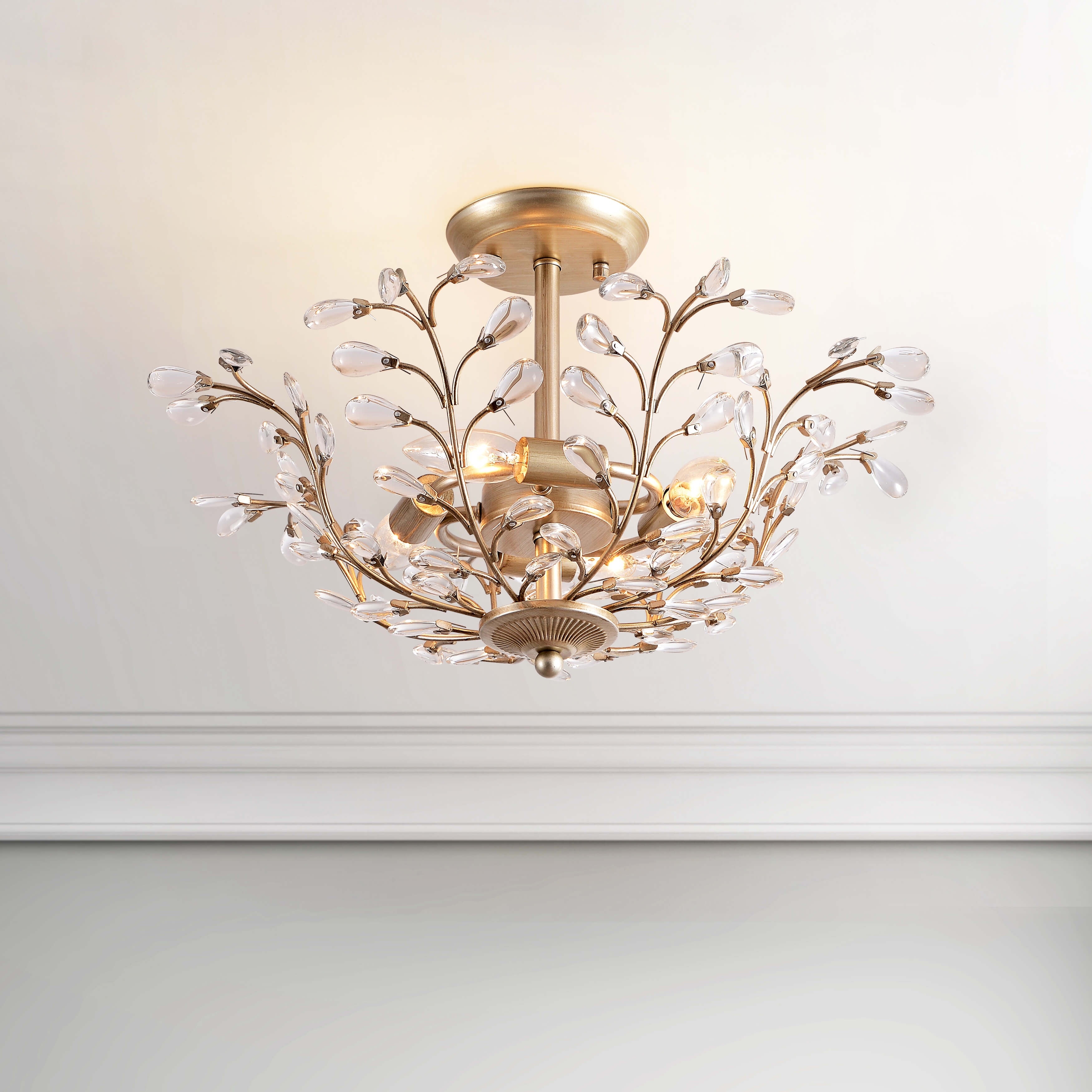 Jojospring Flavia 4-light Crystal Bud 8-Branch Semi-Flush Mount