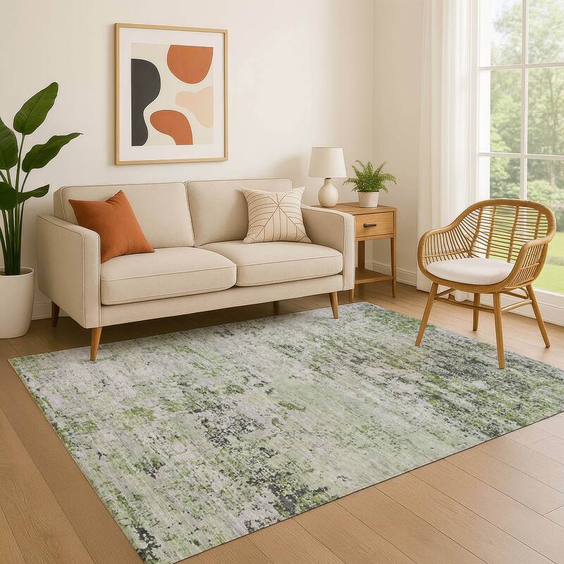 Premium Washable Super Soft Solid Abstract Mayfield Rug - Aloe - 2'6" x 3'10"