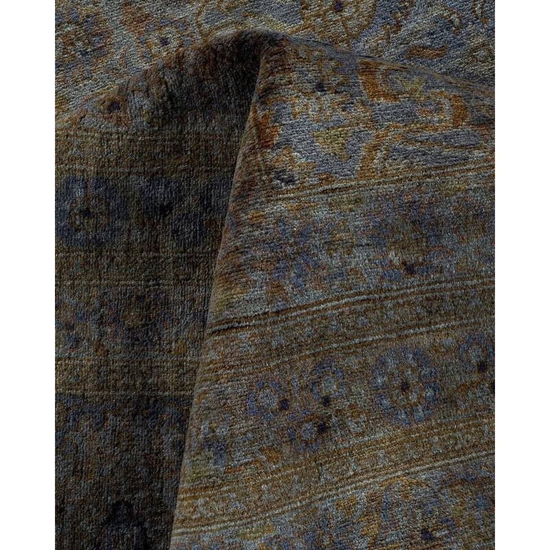 Overton Hand Knotted Wool Vintage Inspired Modern Contemporary Overdyed Gray Area Rug - 7' 10" x 10' 4"