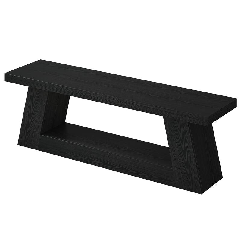 63" Extra Long Wooden Entryway Bench, 2-Tier Storage Shelf Hallway Seating Bench for Living Room, Bedroom, Kitchen