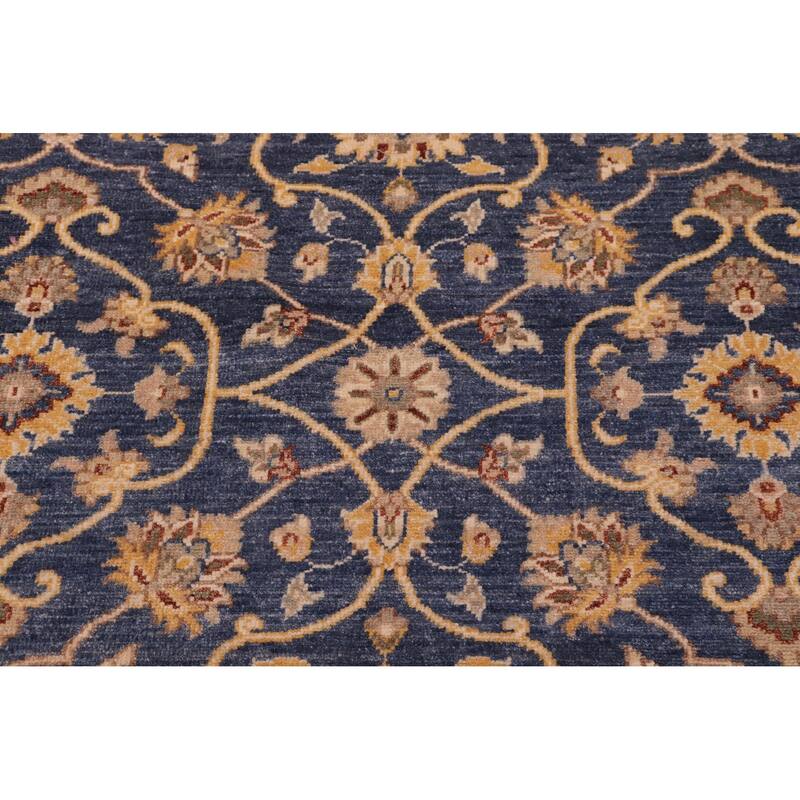 Bohemian Ziegler Alayna Blue Beige Hand-Knotted Wool Rug - 9'0'' x 11'11''