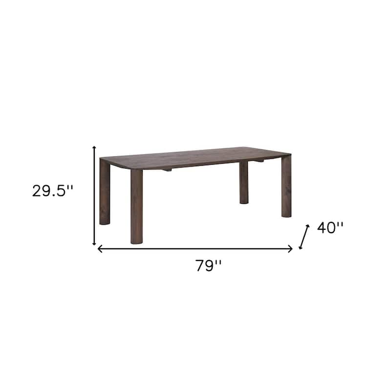 HomeRoots 79" Espresso Solid Wood Dining Table - 79.00 in. x 29.50 in. x 40.00 in.