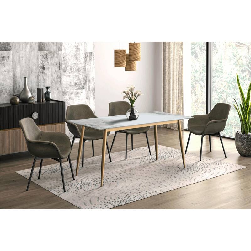 Zayle Dining Table with a 71" Rectangular Top and Gold Steel Base