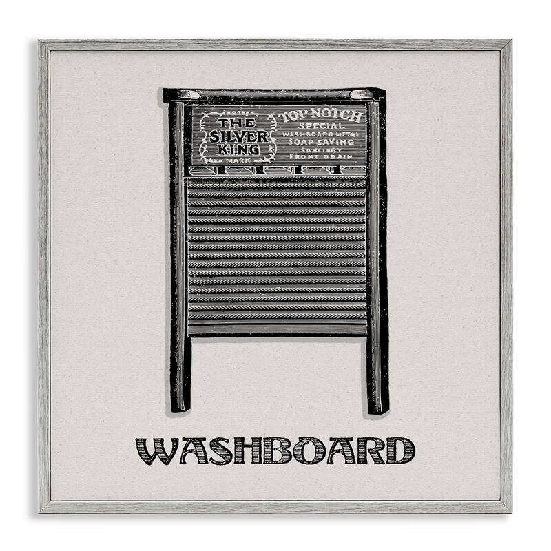 Stupell Timeless Antique Washboard Framed Giclee Art Design By Val Rhodes - 17 x 17 - Grey