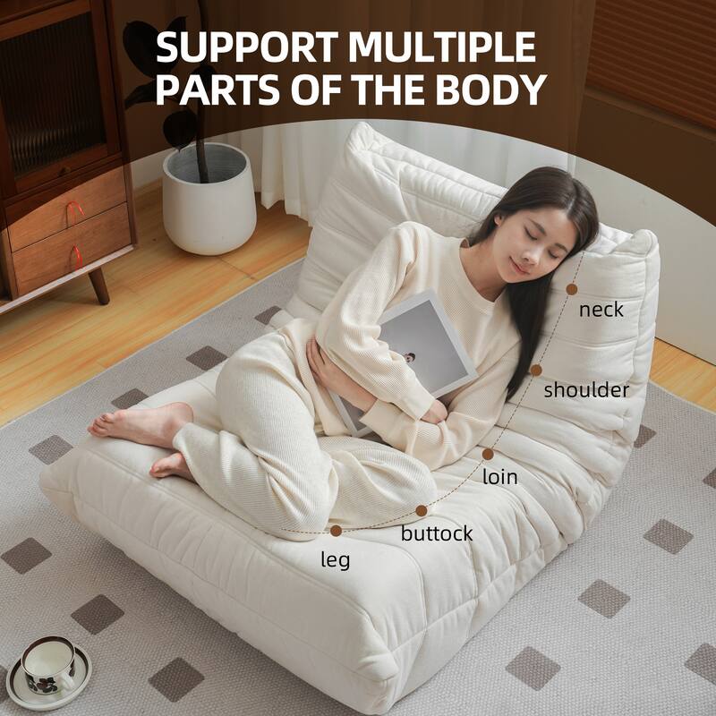 Ergonomic Sofa Sack Chair, Comfy Lazy Floor Sofa Armless Lounge Chair, Memory Foam Chair