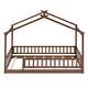 preview thumbnail 58 of 62, Wood House Bed Frame with Roof and Fence, for Kids, Teens, Girls, Boys