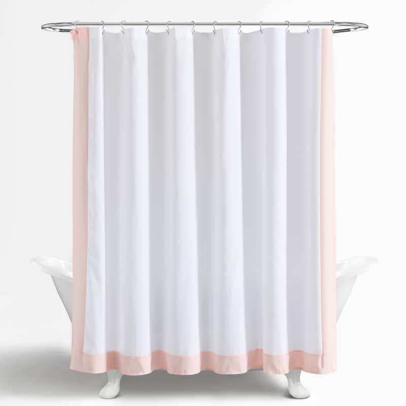 Lush Decor Block Border Shower Curtain Single