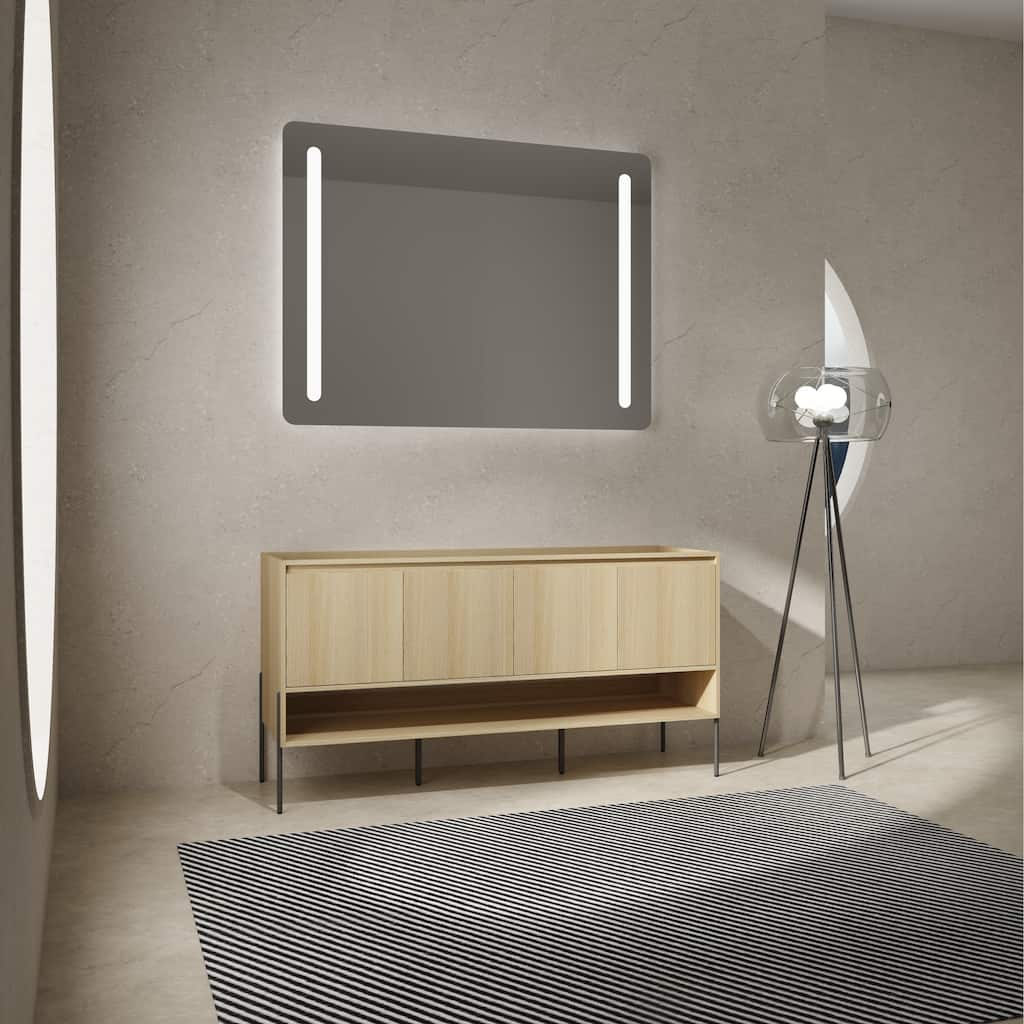 Freestanding Bathroom Cabinet with Four Doors, Floor-to-Ceiling Storage in Engineered Wood (No Top Sink Included)