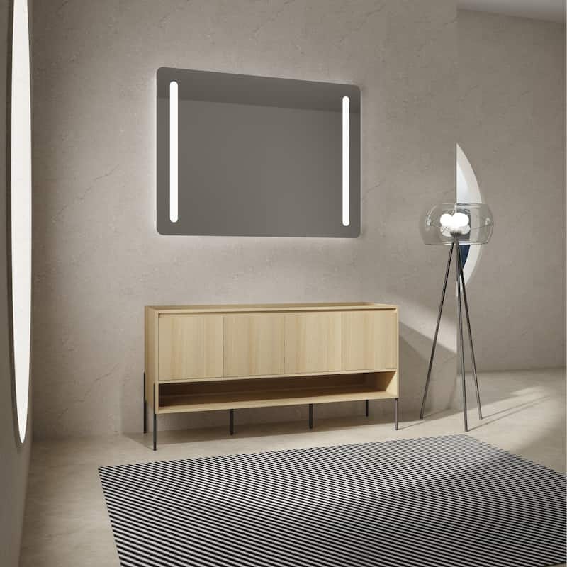 GDFStudio - Sydney Modern Freestanding Bathroom Vanity Cabinet with 4-Soft Closing Doors, Sink NOT INCLUDED - 60" - 60" - Oak