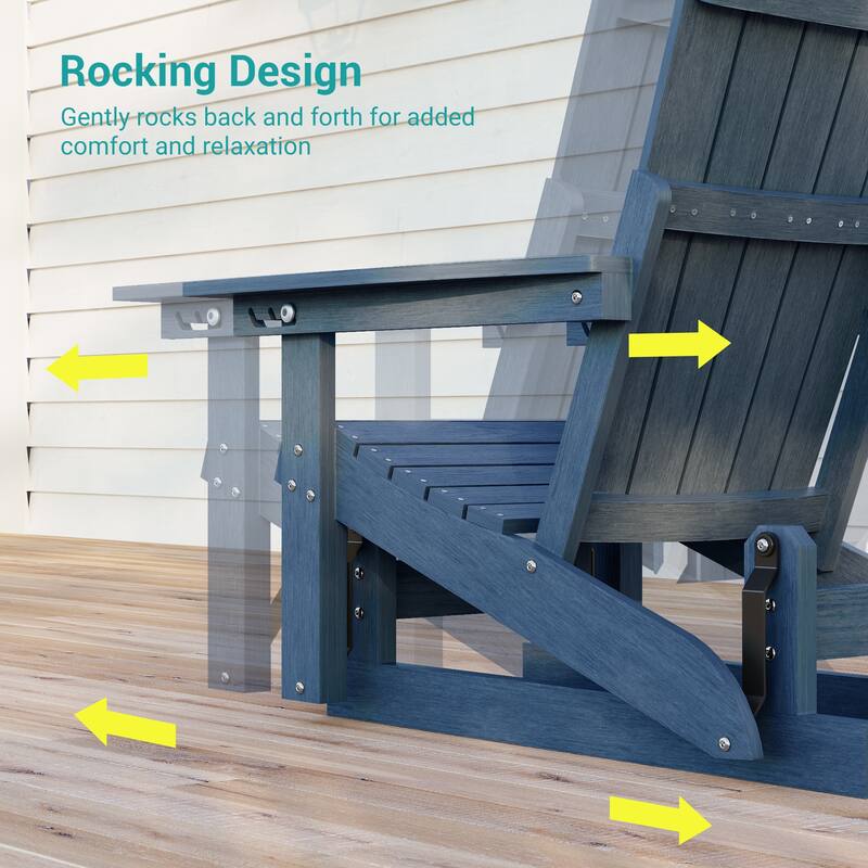 Glider Adirondack Chair 3-Position Adjustable, HDPE Wood-Like Texture