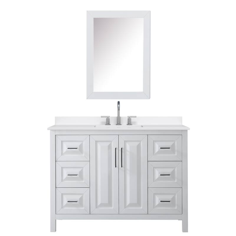 Daria 48-inch Single Vanity, 3 Hole Quartz Top, Med Cabinet