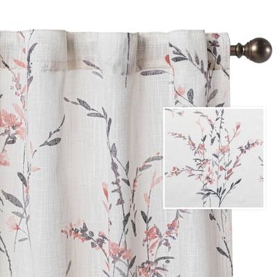 Curtains for Living Room 84 Inches Long Light Filtering Window Treatment Sets Bedroom Dining Room Leaf Printed 52"x84",2 Panels