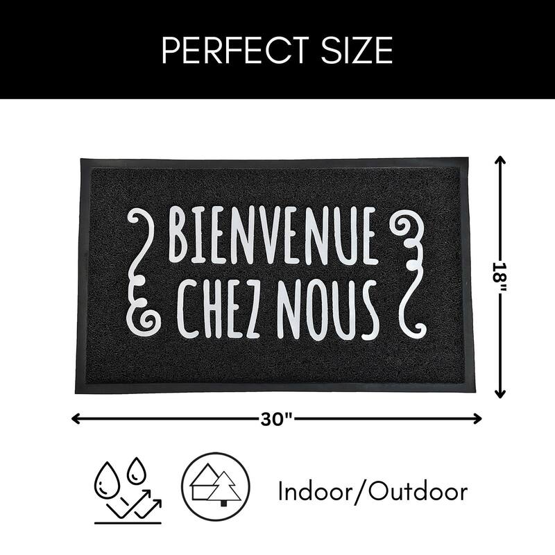 Outdoor Front Door Mat French Bienvenue Chez Nous 30x18 Black