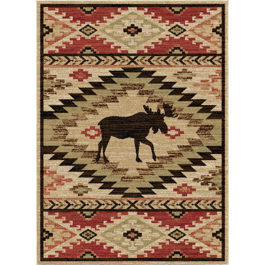Lodge King High Country Elk Southwest Area Rug